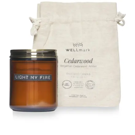 Wellmark cedar wood scented candle medium - PF Concept promotional product, branded with your logo