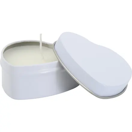 Blissful heart-shaped tin candle with vanilla aroma - PF Concept promotional product, branded with your logo