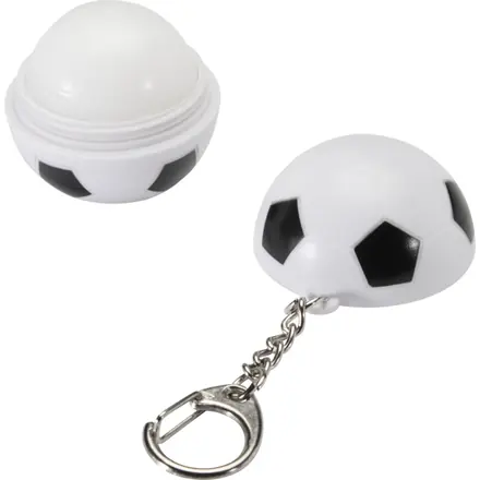 Lucidalabbra alla vaniglia a forma di pallone da calcio con fattore di protezione solare 15 e portachiavi Rami - PF Concept promotional product, branded with your logo