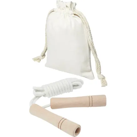 Denise wooden skipping rope in cotton pouch - PF Concept promotional product, branded with your logo