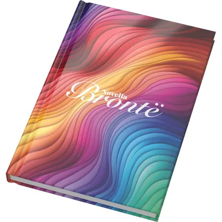 Blocco note formato A5 con copertina rigida lucida e 100 fogli Novella Brontë - PF Concept promotional product, branded with your logo