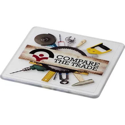 Renzo square plastic coaster - PF Concept promotional product, branded with your logo