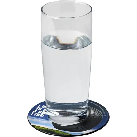 Brite-Mat® round coaster with tyre material - PF Concept promotional product, branded with your logo