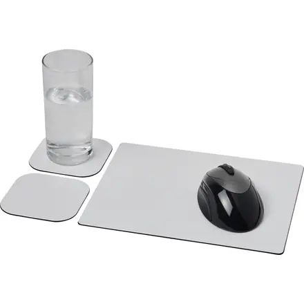 Brite-Mat® mouse mat and coaster set combo 3 - PF Concept promotional product, branded with your logo