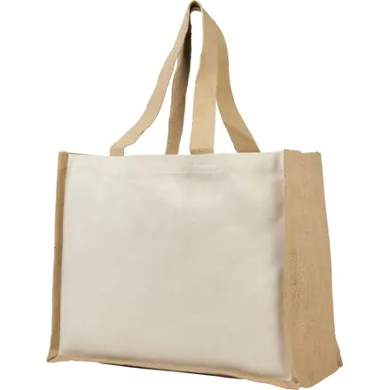 Varai 320 g/m² canvas and jute shopping tote bag 23L - PF Concept promotional product, branded with your logo