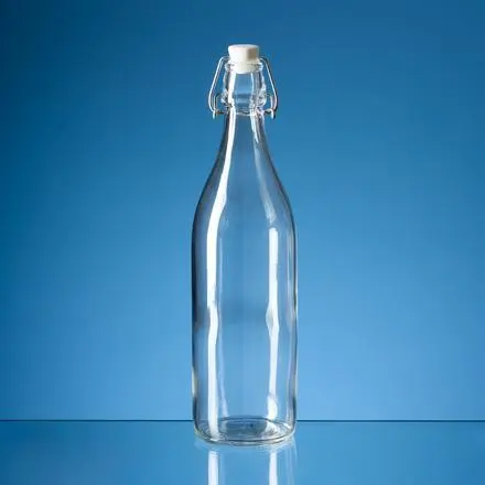1ltr Round Whte Cap Swing Top Bottle with White Wsher - branded promotional product