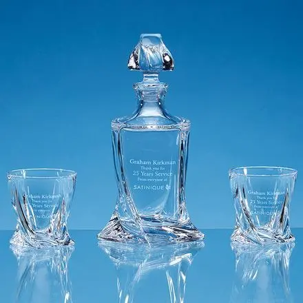 3pc 0.85ltr Quadro Crystalite Whisky Set supplied in a Gift Box - branded promotional product