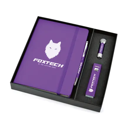 Combi Set A5 Notebook & Matching Pen, Powerbank & Torch - Laltex promotional product, branded with your logo
