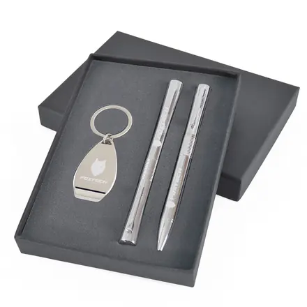 Flexi Set Hi Chrome & Keyring Set - Laltex promotional product, branded with your logo
