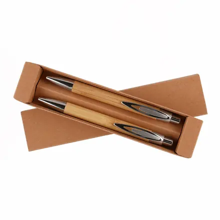 Goa Bamboo Ball Pen and Pencil Set - branded promotional product