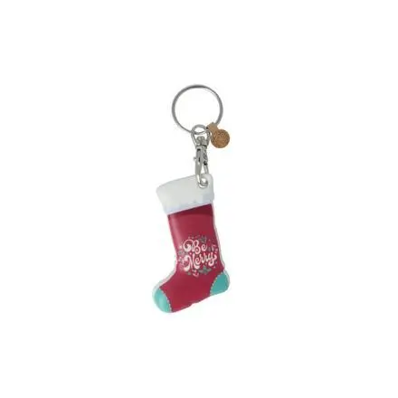 Recycled Plastic Christmas Stocking Keyring, Swivel Clip - branded promotional product