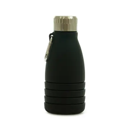 Bodmin 550ml Collapsible Silicone Drinks Bottle with Carabiner - Laltex promotional product, branded with your logo