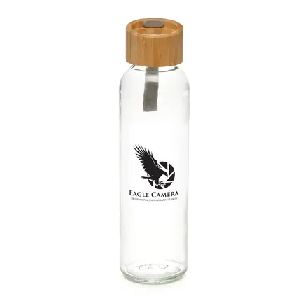 Glass Bamboo 450ml Bottle - Laltex promotional product, branded with your logo