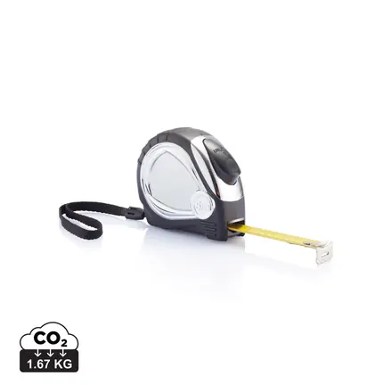 Chrome plated auto stop tape measure - XD Connects promotional product, branded with your logo
