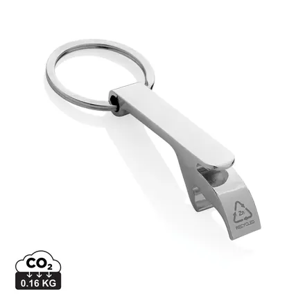 RCS recycled zinc alloy bottle opener keychain - XD Connects promotional product, branded with your logo