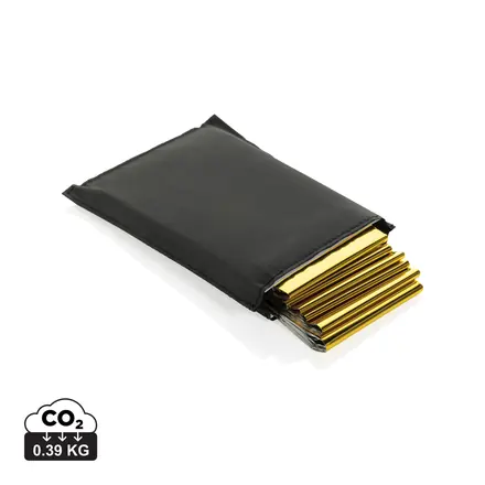 Solra emergency blanket in RCS recycled RPET pouch - XD Connects promotional product, branded with your logo