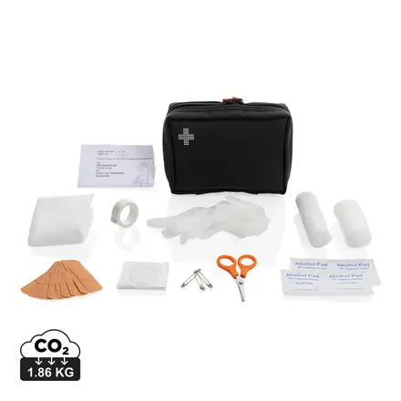 RCS recycled nubuck PU pouch first aid set - XD Connects promotional product, branded with your logo