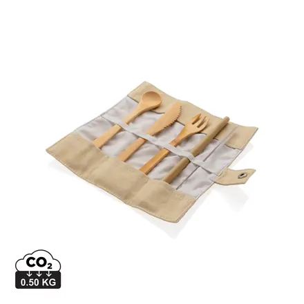 Reusable bamboo travel cutlery set - XD Connects promotional product, branded with your logo