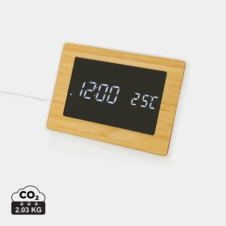 Utah RCS recycled plastic and bamboo LED clock - XD Connects promotional product, branded with your logo
