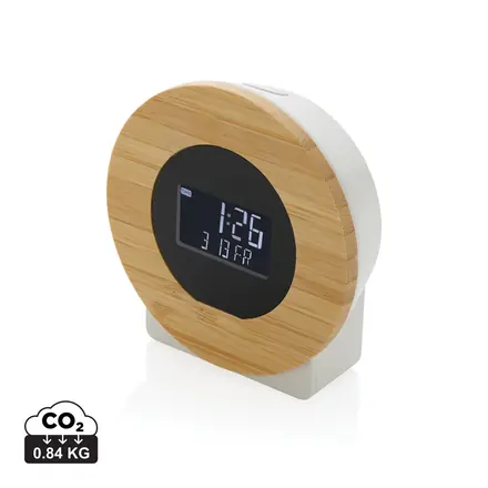 Utah RCS rplastic and bamboo LCD desk clock - XD Connects promotional product, branded with your logo