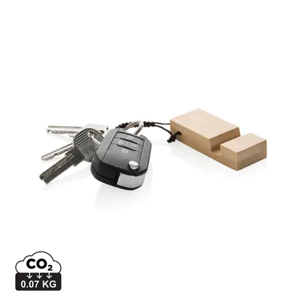 Standkey bamboo keychain phone stand - XD Connects promotional product, branded with your logo