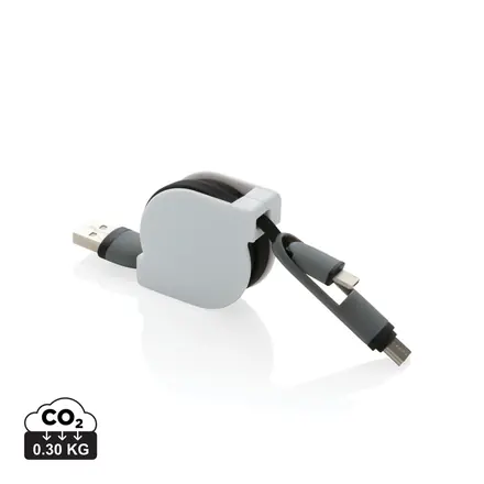 3-in-1 retractable cable - XD Connects promotional product, branded with your logo
