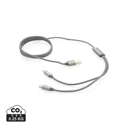 3-in-1 braided cable - XD Connects promotional product, branded with your logo