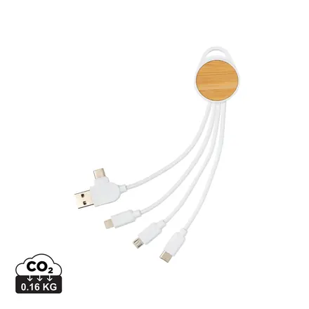 RCS recycled plastic Ontario 6-in-1 round cable - XD Connects promotional product, branded with your logo