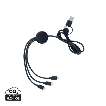 RCS recycled TPE and recycled plastic 6-in-1 cable - XD Connects promotional product, branded with your logo