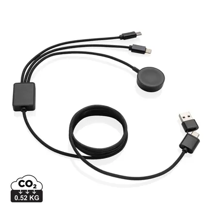 Terra RCS rPET 6-in-1 60W charging cable with watch charger - XD Connects promotional product, branded with your logo
