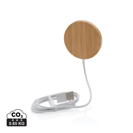 10W bamboo magnetic wireless charger - branded promotional product