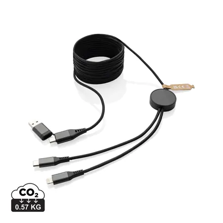Terra RCS recycled PET 3 meter 4-in-1 cable - XD Connects promotional product, branded with your logo