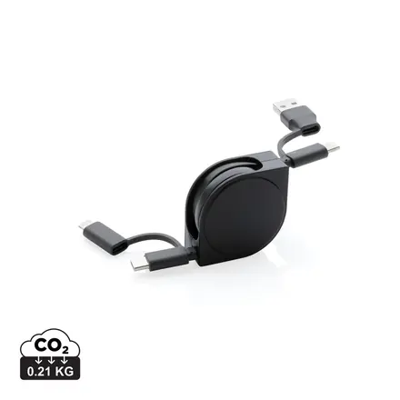 RCS recycled plastic and TPE 4 in 1 cable - XD Connects promotional product, branded with your logo