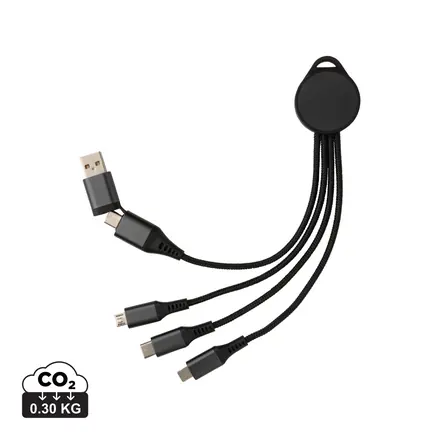 Terra RCS recycled aluminium 6-in-1 charging cable - XD Connects promotional product, branded with your logo