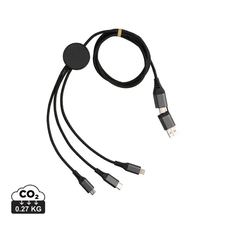 Terra 60W RCS recycled aluminium 120cm 6-in-1 cable - XD Connects promotional product, branded with your logo
