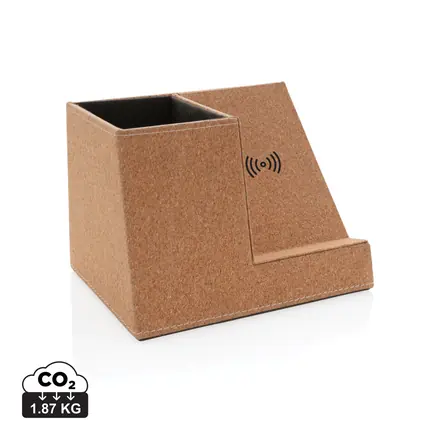 Cork pen holder and 5W wireless charger - XD Connects promotional product, branded with your logo