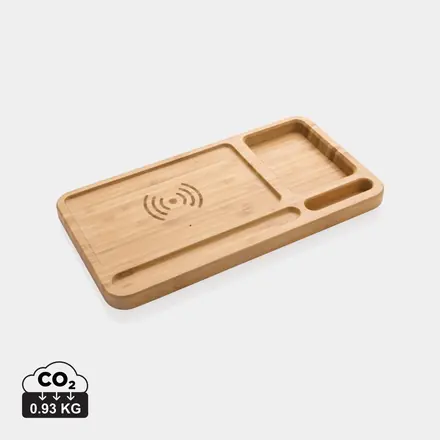 Bamboo desk organiser 10W wireless charger - XD Connects promotional product, branded with your logo