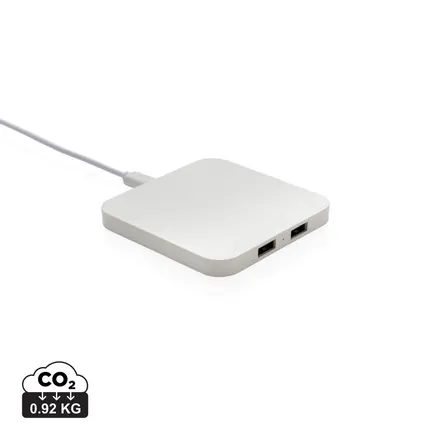 RCS recycled plastic 10W Wireless charger with USB Ports - XD Connects promotional product, branded with your logo