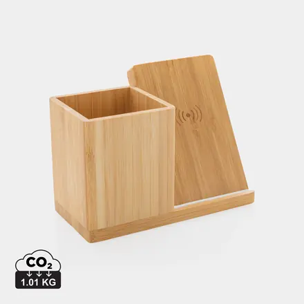 Calgary bamboo 10W wireless charger - XD Connects promotional product, branded with your logo