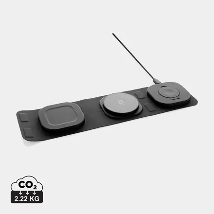Swiss Peak RCS rplastic 3-in-1 wireless 15W travel charger - XD Connects promotional product, branded with your logo