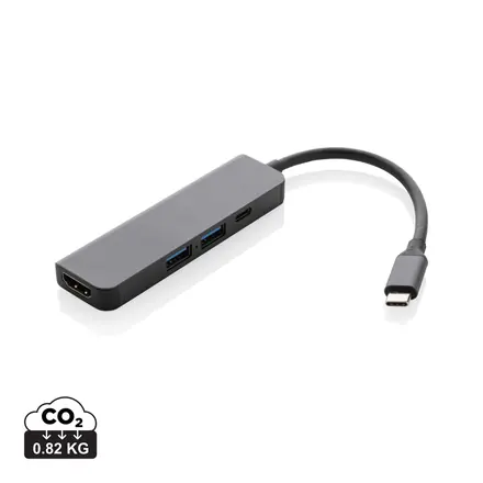 Terra RCS recycled aluminium hub with HDMI input - XD Connects promotional product, branded with your logo