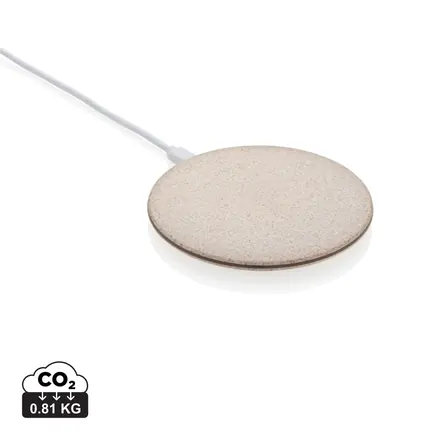 5W Wheat straw wireless charger - XD Connects promotional product, branded with your logo