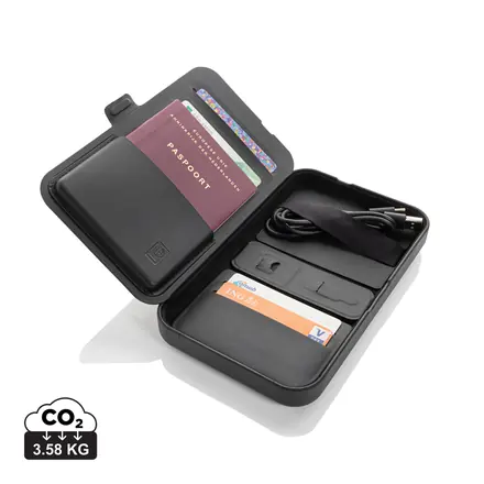 Swiss Peak RCS recycled travel case with 3 in 1 charger - XD Connects promotional product, branded with your logo