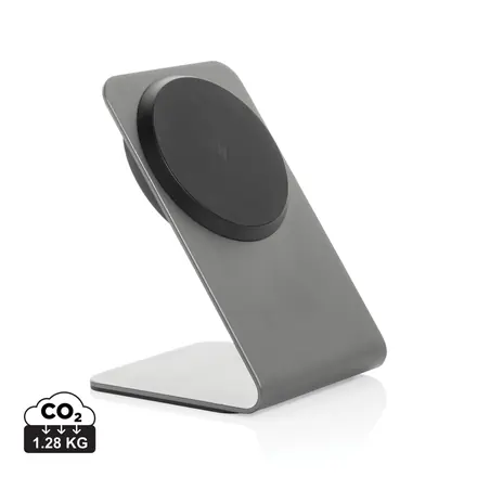 Terra aluminium 15W magnetic wireless charging phone stand - XD Connects promotional product, branded with your logo