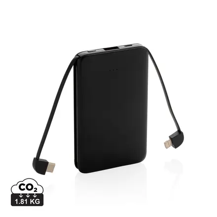 5.000 mAh Pocket Powerbank with integrated cables - XD Connects promotional product, branded with your logo