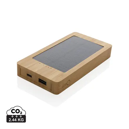 Sunwick 10.000 mAh Bamboo solar powerbank - XD Connects promotional product, branded with your logo