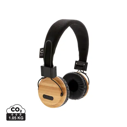 Bamboo wireless headphone - branded promotional product