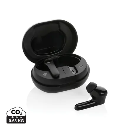 RCS standard recycled plastic TWS earbuds - XD Connects promotional product, branded with your logo