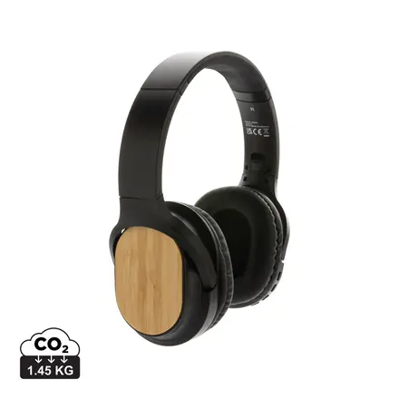 RCS and bamboo Elite Foldable wireless headphone - XD Connects promotional product, branded with your logo