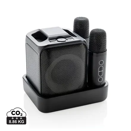 Singvibe RCS recycled plastic karaoke set with double mic - branded promotional product